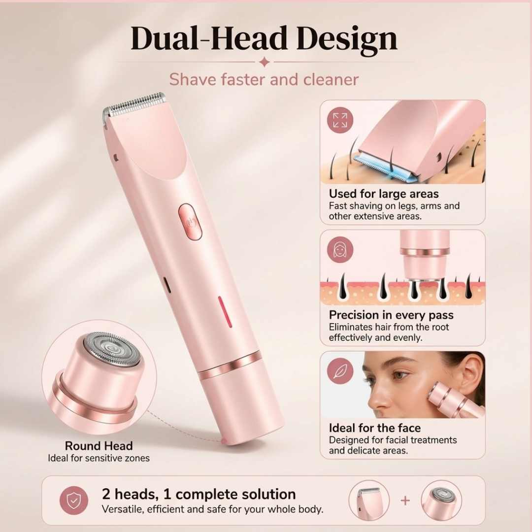 2-in-1 Electric Shaver for Women – Facial & Body Hair Remover