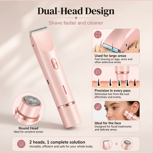 2-in-1 Electric Shaver for Women – Facial & Body Hair Remover