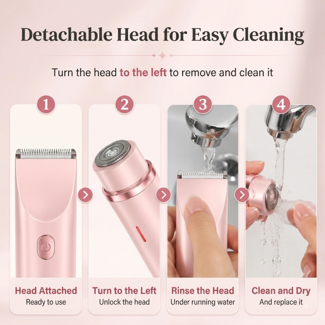 2-in-1 Electric Shaver for Women – Facial & Body Hair Remover