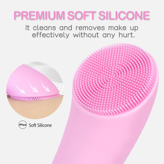 Sonic vibration heating device combined with electric silicone facial cleansing brush