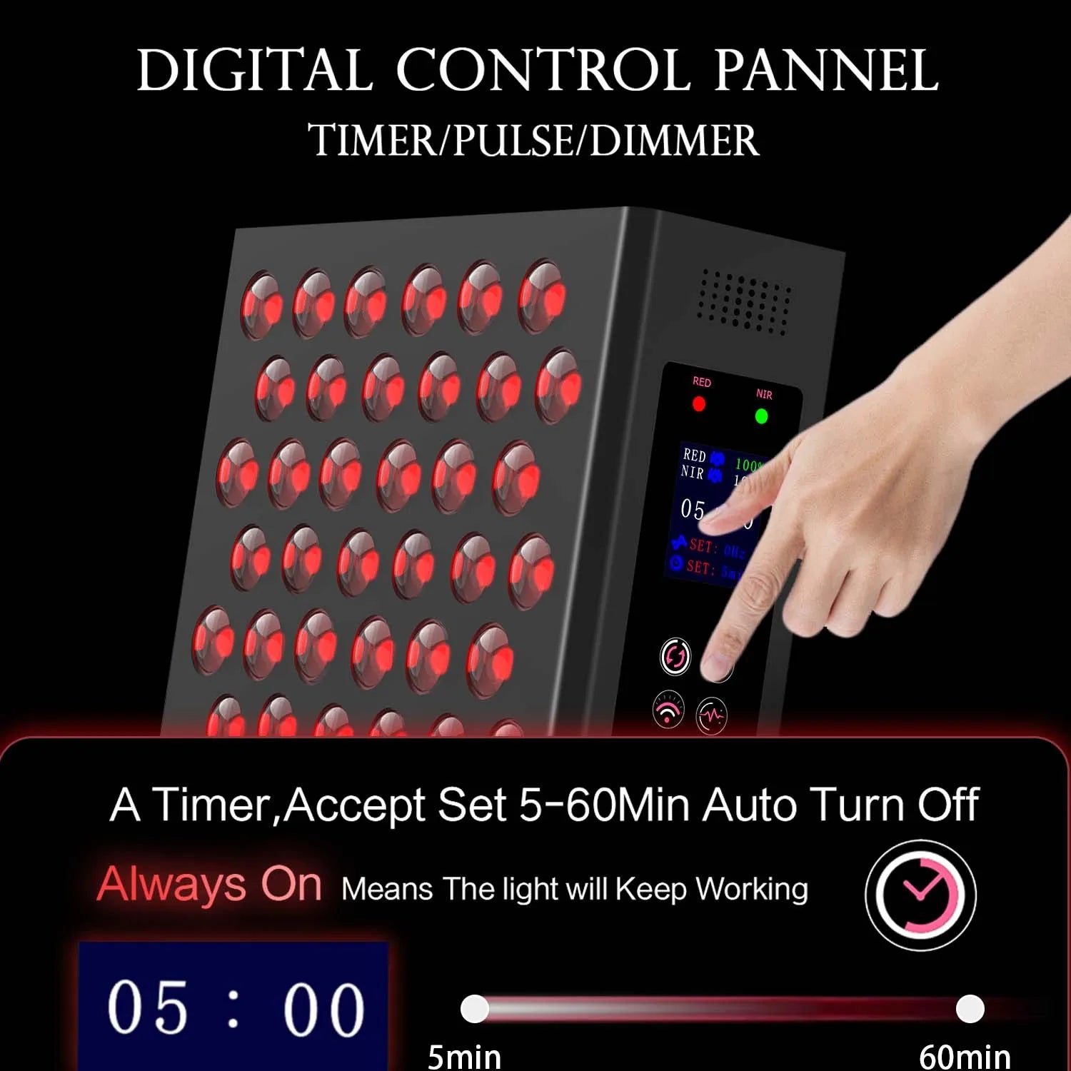 Double Chip Timing Led Red Light Therapy Panel Lamp 660Nm near Infrared Therapy Light 850Nm LED Beauty Devices for Face and Body