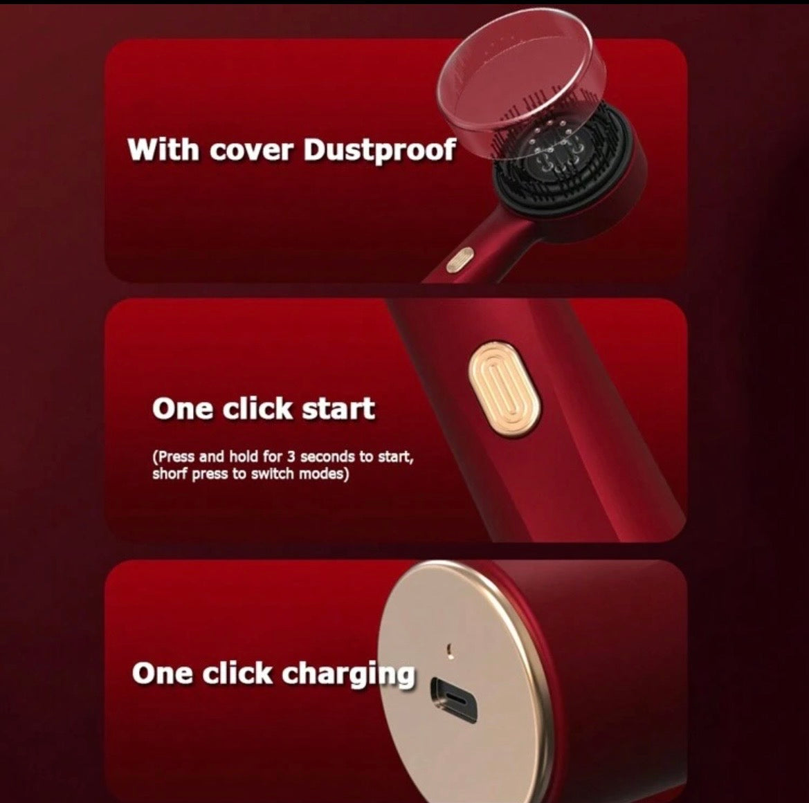 Portable Electric Hair Massager with 3 Speeds