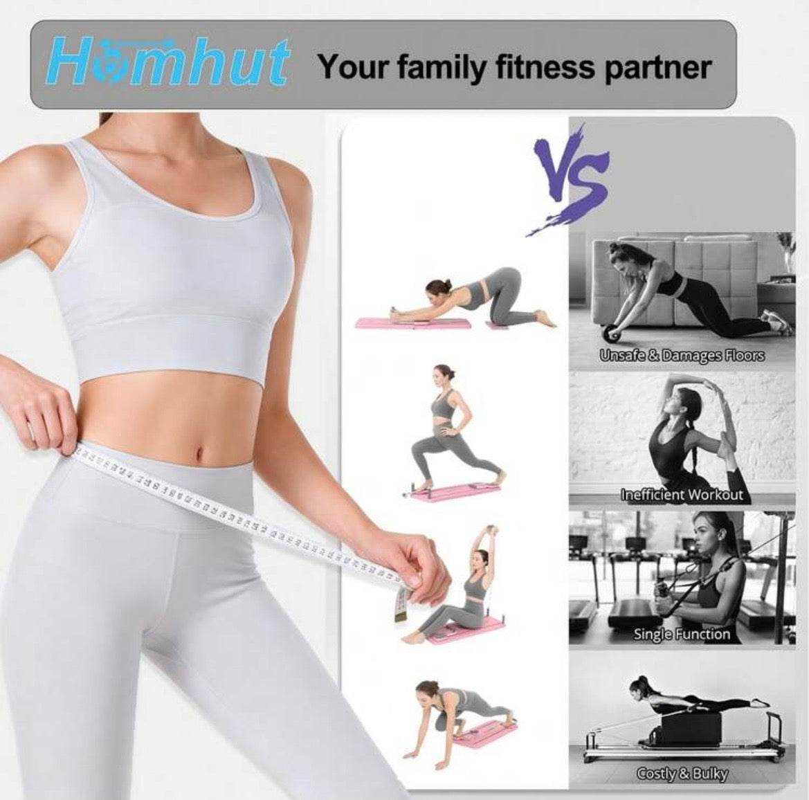 Reformer Foldable Pilates Board 4 in 1 for Home