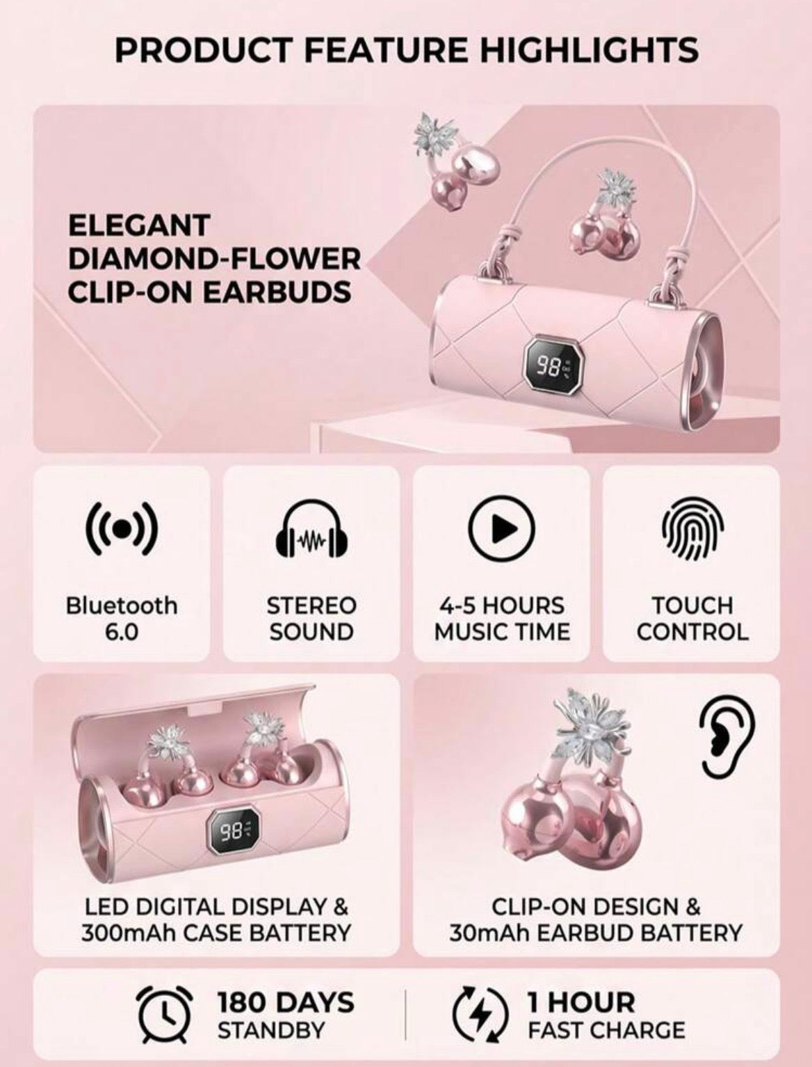Bluetooth Jewelry Headphones | Open-Ear Butterfly Design
