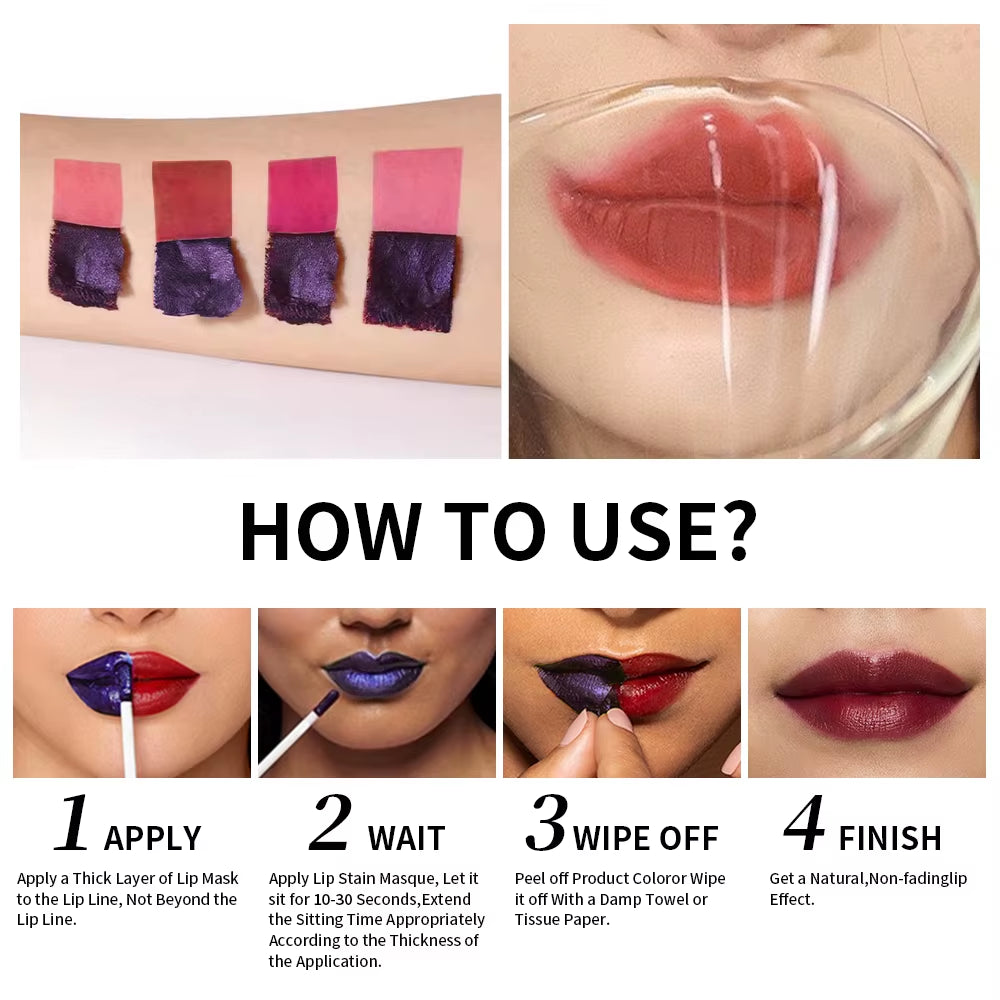 Lip Stain Tint Peel off Tattoo Korean Lipsticks Cosmetics Makeup Long Lasting Waterproof Peel off Lip Stain Pink Red Glosses
